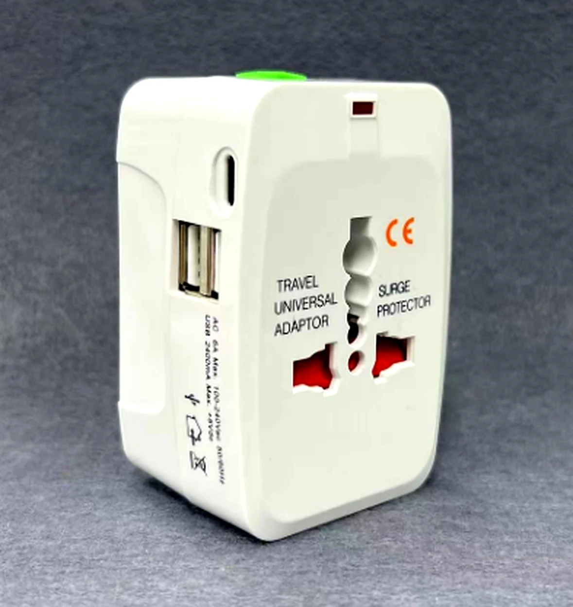 محول سفر عالمي نحاسي بمنفذي USB