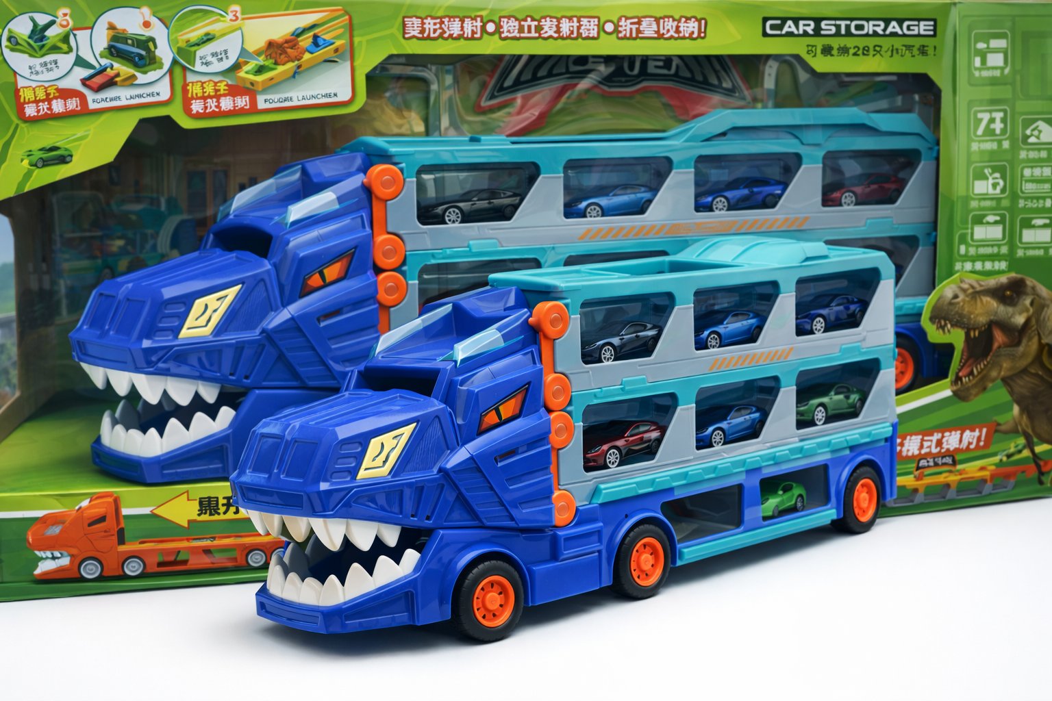 سيارة ديناصور متحولة مع مسار